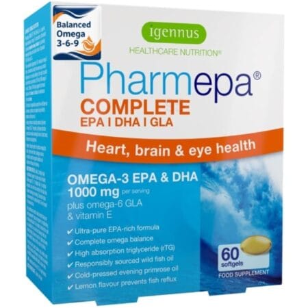 Pharmepa COMPLETE (Omega 3-6-9) 1000mg Omega-3 EPA & DHA, Omega-6 GLA & LA, Omega-9 Oleic acid plus Vitamin-E 1-Month Supply, 60 Softgels