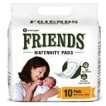 Friends Maternity Pads with Releasetape (Sticker Strip) for Post Pregnancy Bleeding - 10 Pads per Pack