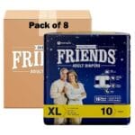 Friends Overnight Adult Diapers Tape Style 80 Count (X- Large) | Waist Size 121.92 - 172.72 cm | 46 - 68 inch | 16 Hrs Protection | Leakproof | Quick & Even Absorption | UNISEX | Wetness Indicator| Odor lock | Aloe Vera