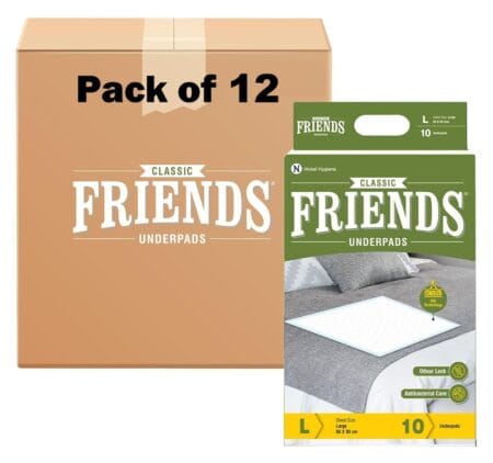 Friends Underpads CLASSIC-Large Size 60 x 90 cm (12 Packs, 120 Mats)-10 Mats per Pack
