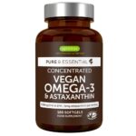 Vegan Omega-3 Algae Oil, 400mg DHA & 200mg EPA & Astaxanthin,180 Softgels﻿